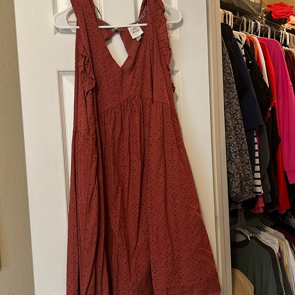Brick Red Floral Dress